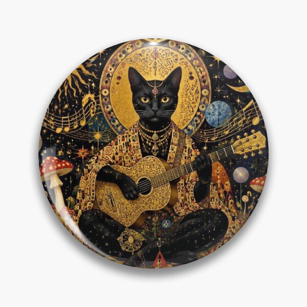 Item preview, Cosmic Hippie Cat - Guitar, Peace and Magic à la Klimt designed and sold by Natalia-Vlad.