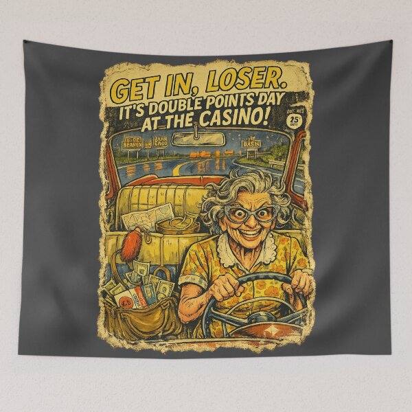 Item preview, Manic Grandma Road Trip – Retro Casino Comic Art designed and sold by radiogalaxy.