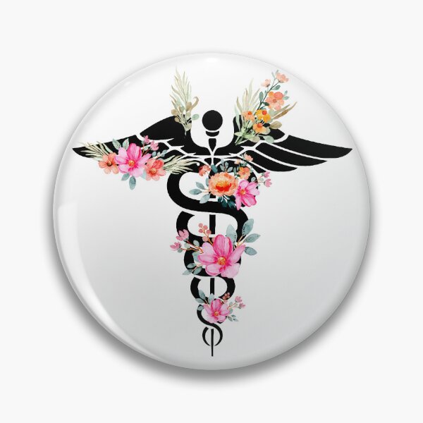 Item preview, Pegatina con el símbolo floral de la farmacia | Diseño de caduceo de farmacéutico en acuarela | Regalo médico para boticarios designed and sold by 76Valeria.