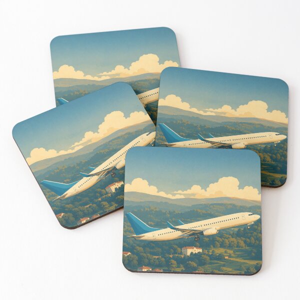 Item preview, Commercial Airliner Mountain Takeoff Illustration designed and sold by EMairplanes.