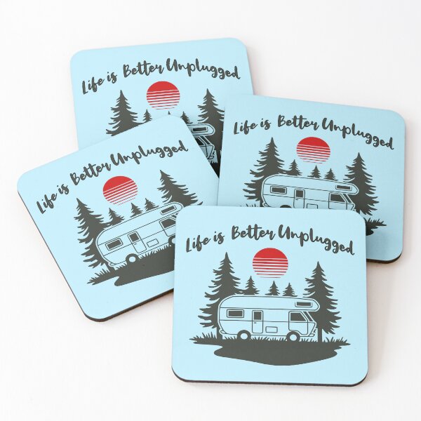 Item preview, Life Is Better Unplugged Vintage RV Camping Nature Design designed and sold by Sachie's Studio.