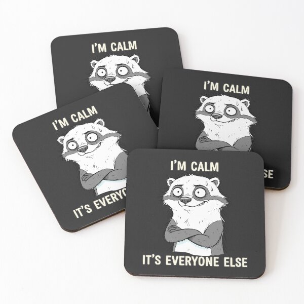 Item preview, "I'm Calm It's Everyone Else" Funny Stressed Raccoon Meme designed and sold by Cipher & Soul.