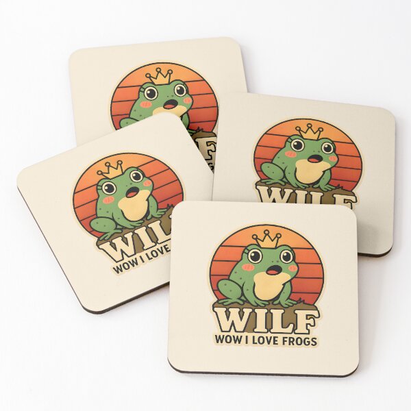Item preview, Funny Frog Sticker – WILF Wow I Love Frogs Retro Frog Meme Cute Frog Lover Sticker designed and sold by Basma Designs | Retro, Kawaii Shirts & Stickers.