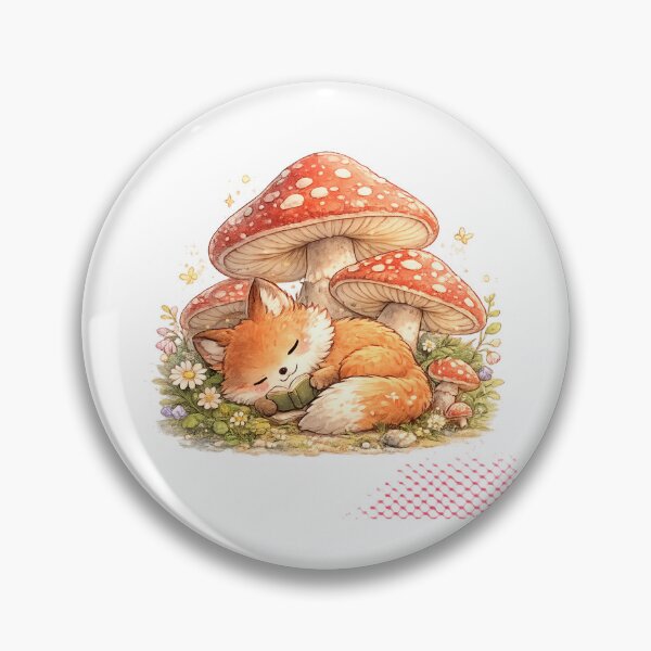 Item preview, Cute Kawaii Sleeping Fox on Mushroom designed and sold by ajamzbox.