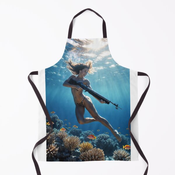 Item preview, Underwater Mermaid Warrior with Speargun - Ocean Goddess Fantasy designed and sold by ITSimagination.