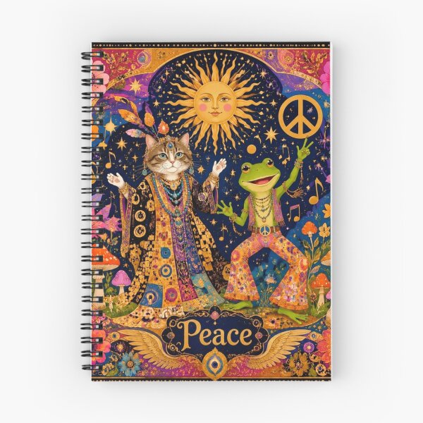 Item preview, Cosmic Peace Festival - Empress Cat and Hippie Frog à la Klimt designed and sold by Natalia-Vlad.