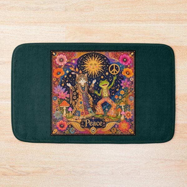 Item preview, Cosmic Peace Festival - Empress Cat and Hippie Frog à la Klimt designed and sold by Natalia-Vlad.