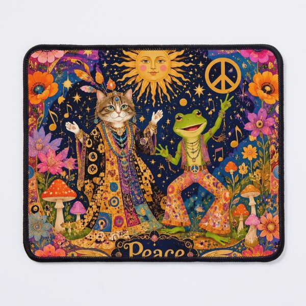 Item preview, Cosmic Peace Festival - Empress Cat and Hippie Frog à la Klimt designed and sold by Natalia-Vlad.