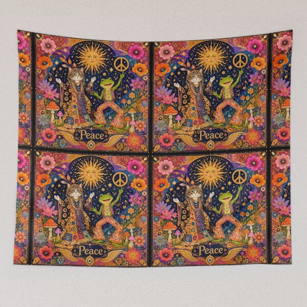 Item preview, Cosmic Peace Festival - Empress Cat and Hippie Frog à la Klimt designed and sold by Natalia-Vlad.