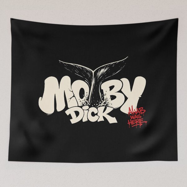Item preview, Moby Dick Ahab Was Here Street Art Graffiti Whale Tail Design designed and sold by Fenay Designs.
