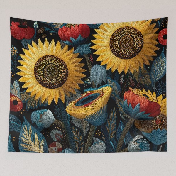 Item preview, Dark Botanical Sunflower Pattern – Moody Floral Aesthetic for Cottagecore & Boho Decor designed and sold by DimoraGutyz.