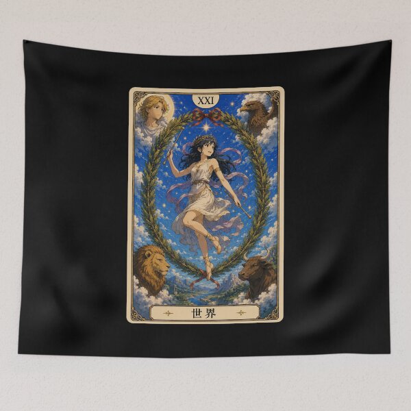 Item preview, Tarot card the world in anime style designed and sold by ProjecTees.