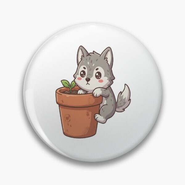 Item preview, Cute Wolf Puppy In Plantpot designed and sold by Ella_Sketch.