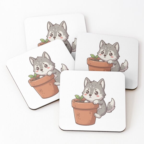 Item preview, Cute Wolf Puppy In Plantpot designed and sold by Ella_Sketch.