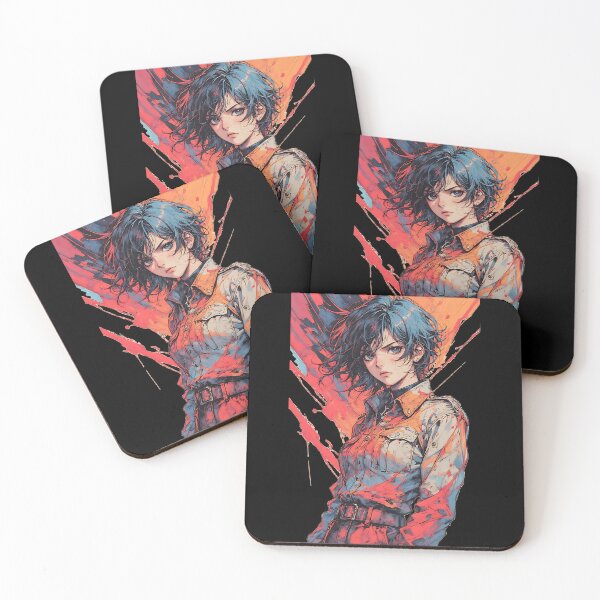 Item preview, Anime Warrior Girl Portrait Bold Red and Blue designed and sold by UrbanPrts.