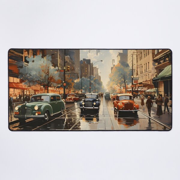 Item preview, New York City Street Scene with Empire State Building – Vintage NYC Wall Art & Urban Decor designed and sold by DimoraGutyz.