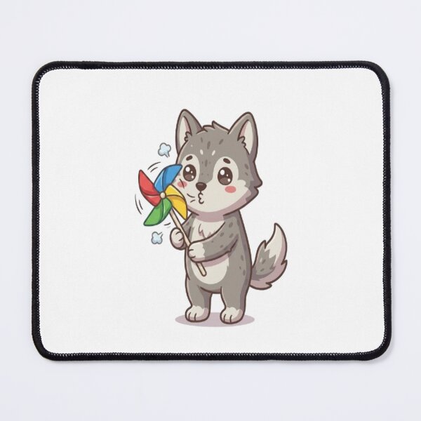 Item preview, Cute Wolf Puppy Blowing Pinwheel designed and sold by Ella_Sketch.