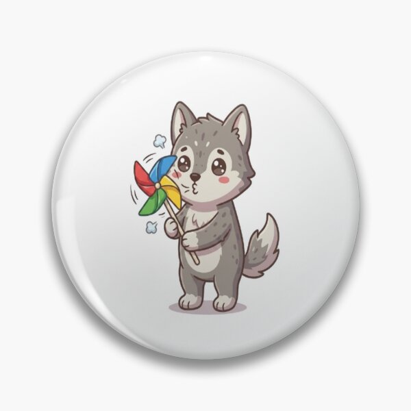Item preview, Cute Wolf Puppy Blowing Pinwheel designed and sold by Ella_Sketch.