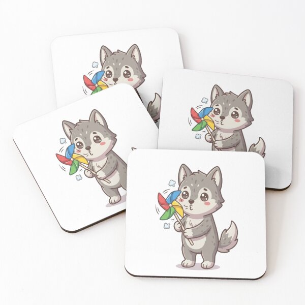 Item preview, Cute Wolf Puppy Blowing Pinwheel designed and sold by Ella_Sketch.