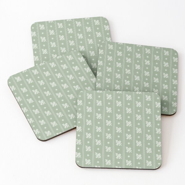 Item preview, Sage Green Vintage Cottagecore Plum Blossom Stripe Pattern designed and sold by rawpetal.