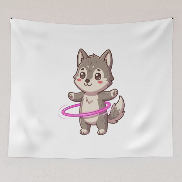 Item preview, Cute Wolf Puppy Hula Hooping designed and sold by Ella_Sketch.