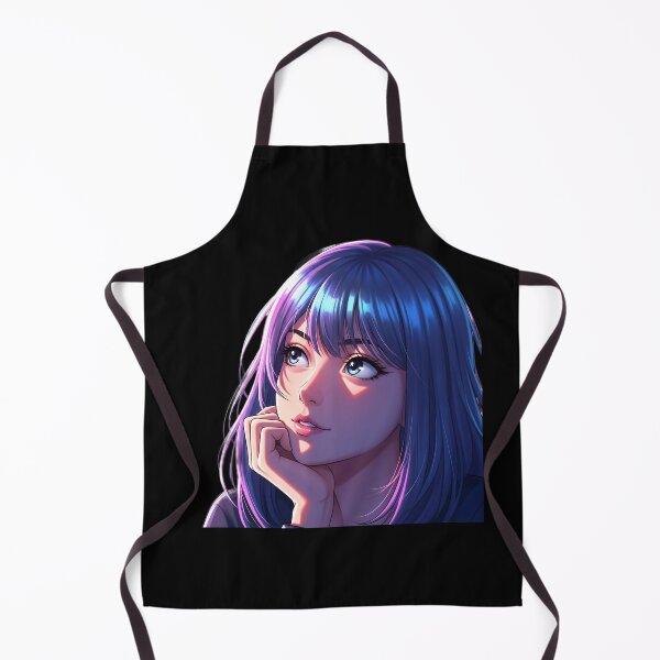 Item preview, Blue Hair Anime Girl Neon Portrait designed and sold by UrbanPrts.