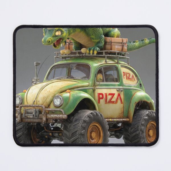 Item preview, TOCOCLAWS Pizza Crusher: Monster Truck Dino Delivery Throw Pillow designed and sold by TOCOCLAWS.