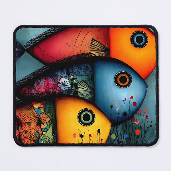 Item preview, Three Whimsical Colorful Abstract Fish Folk Art designed and sold by MEEGGOO.
