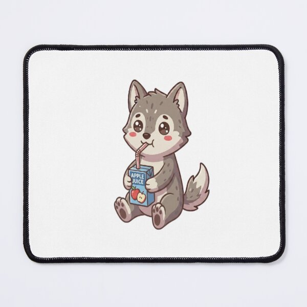 Item preview, Cute Wolf Drinking Apple Juice designed and sold by Ella_Sketch.