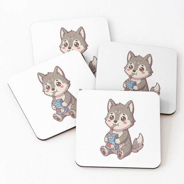 Item preview, Cute Wolf Drinking Apple Juice designed and sold by Ella_Sketch.