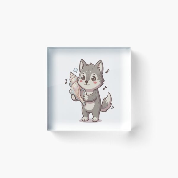 Item preview, Cute Wolf Listening To Seashell designed and sold by Ella_Sketch.