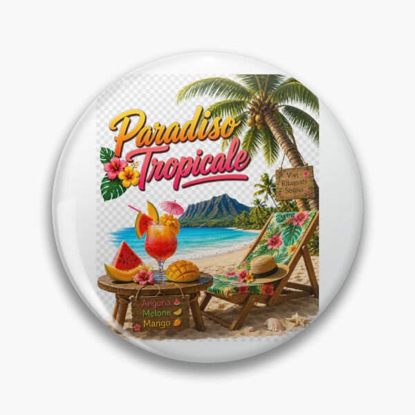 Item preview, Paradiso Tropicale – Spiaggia Hawaiana con Palme, Sdraio e Cocktail Tropicale | Summer Beach Design designed and sold by RipantinaFantasy .