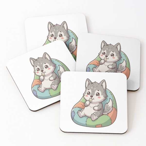 Item preview, Cute Wolf Eating Popcorn Beanbag designed and sold by Ella_Sketch.