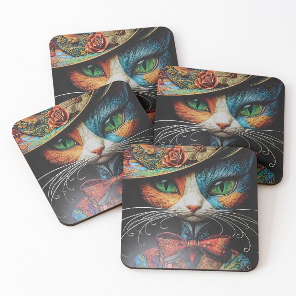 Item preview, Whimsical Cat in Colorful Floral Top Hat designed and sold by MEEGGOO.