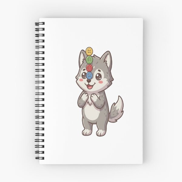 Item preview, Cute Wolf Balancing Colorful Buttons designed and sold by Ella_Sketch.