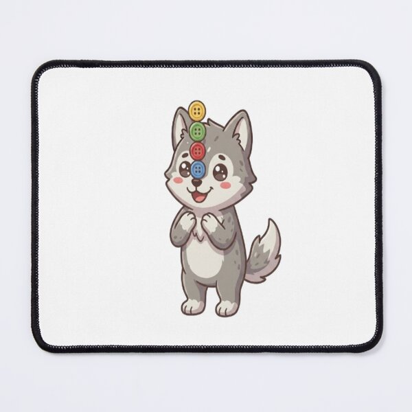 Item preview, Cute Wolf Balancing Colorful Buttons designed and sold by Ella_Sketch.