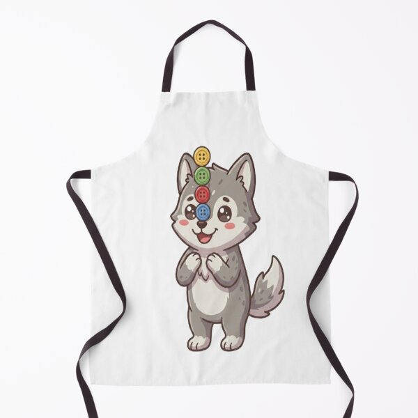 Item preview, Cute Wolf Balancing Colorful Buttons designed and sold by Ella_Sketch.