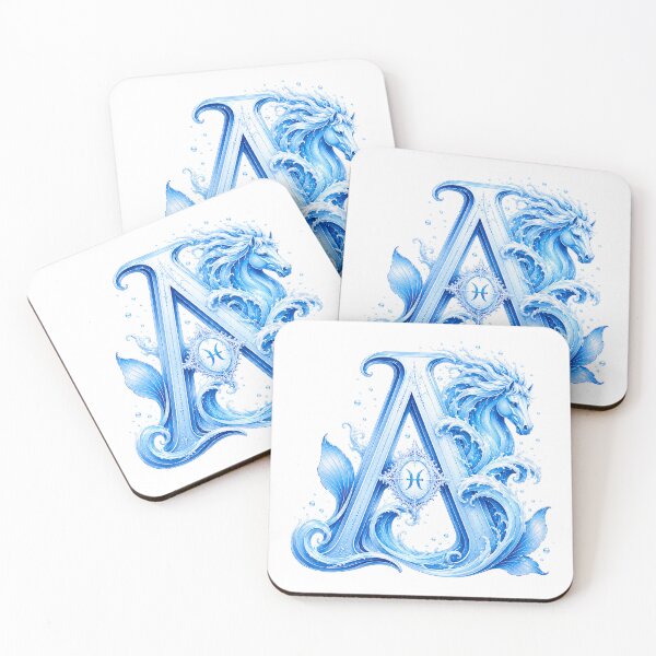 Artikelvorschau, Aqua Equus Horse-Pisces Letter A entworfen und verkauft von BlissBlvdShop.