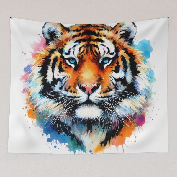 Item preview, Fantasy Tiger Face Design With Colorful Splatter Paint designed and sold by DEC02.
