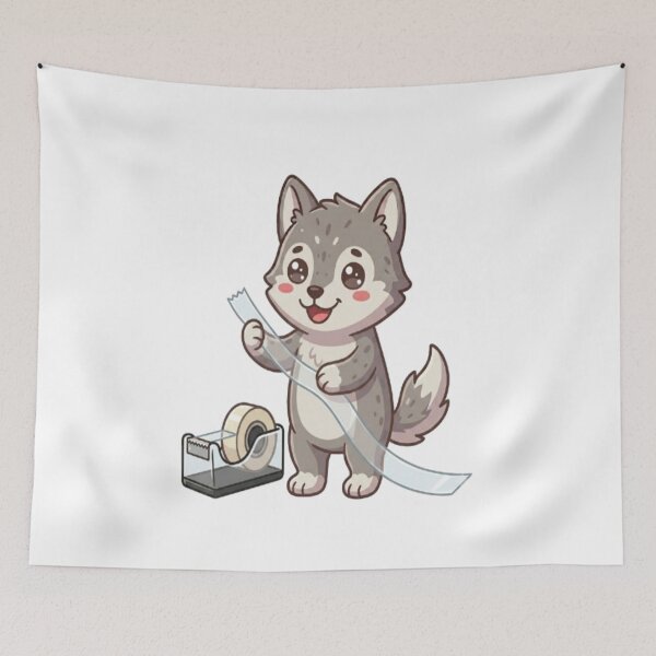Item preview, Cute Wolf Pup Holding Tape designed and sold by Ella_Sketch.