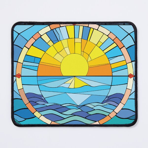 Item preview, Stained Glass Compass Rose with Ocean Waves and Sunrise designed and sold by Barrett York.