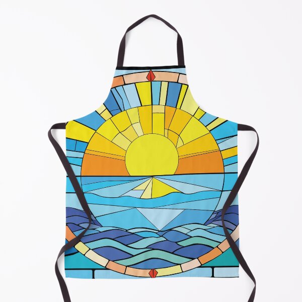 Item preview, Stained Glass Compass Rose with Ocean Waves and Sunrise designed and sold by Barrett York.