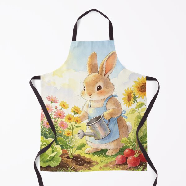 Item preview, Cute Gardener Rabbit Watering Plants designed and sold by onjirastudio7.