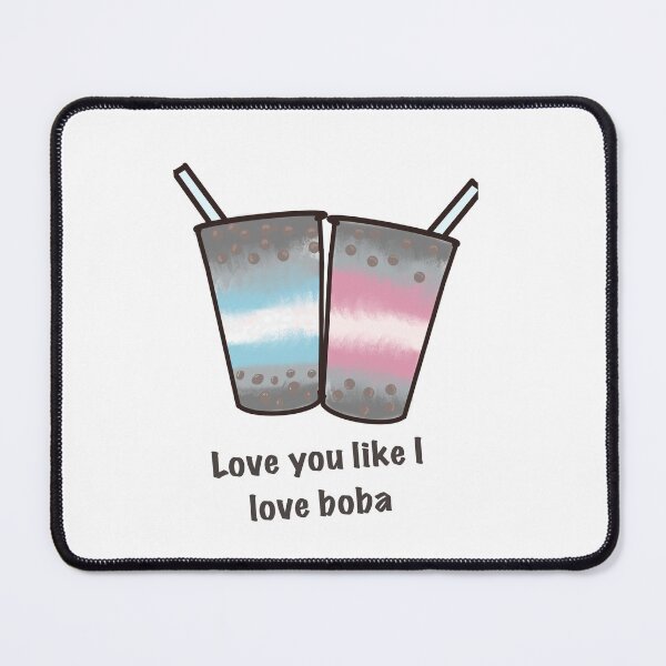 Item preview, Pink and blue boba teas (love you like I love boba) designed and sold by Lunertime.