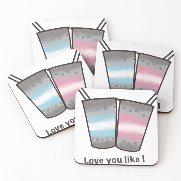 Item preview, Pink and blue boba teas (love you like I love boba) designed and sold by Lunertime.