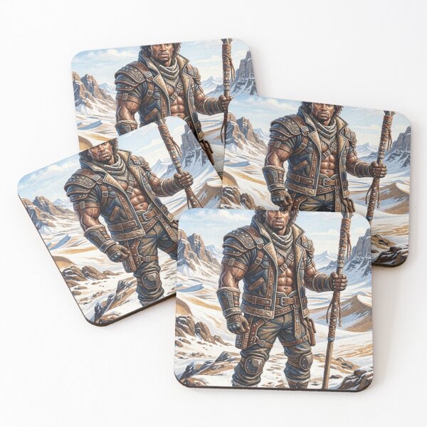 Item preview, SURVIVING WARRIOR IN THE SNOWY MOUNTAINS EPIC FANTASY ART designed and sold by Curiosiart.