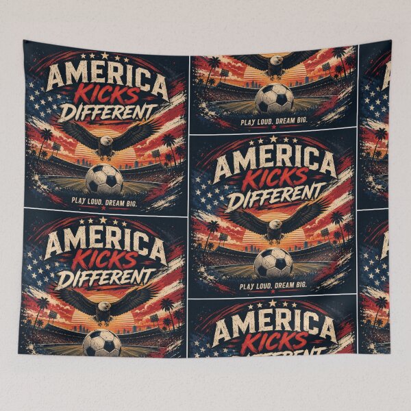 Item preview, America Kicks Different – Vintage USA Soccer Eagle Retro Sports Poster designed and sold by Bizertart.