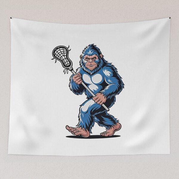 Item preview, Blue Sasquatch Lacrosse Player Mascot designed and sold by DariaOltes.