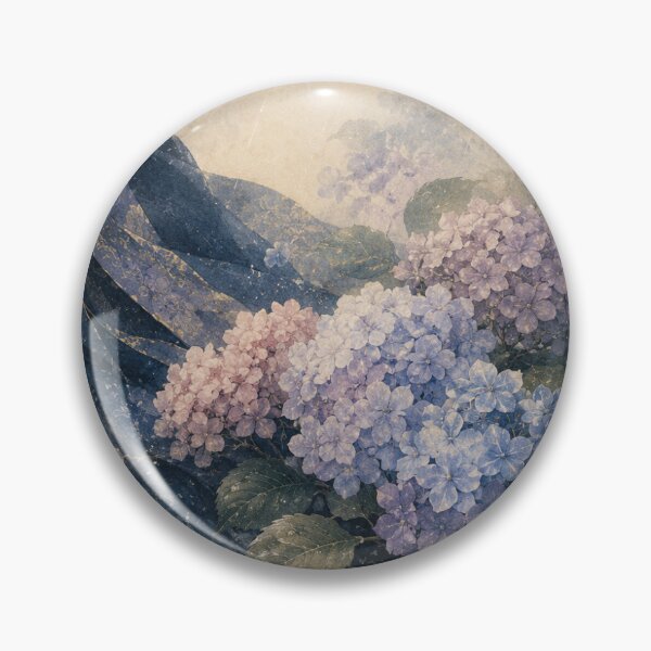Item preview, Hydrangea Rain Japanese Poster designed and sold by Yugen Veilshadow.