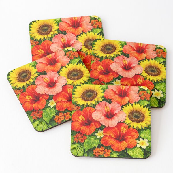 Item preview, Tropical Hibiscus and Sunflower Print designed and sold by Her2Harmony.